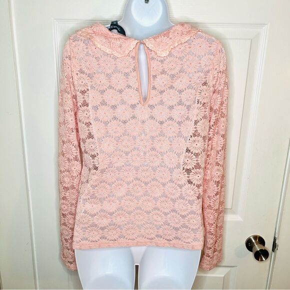Modcloth Charismatic Classic Peter Pan Collar Pink Lace Top Daisy Lace M NWT - Picture 8 of 11